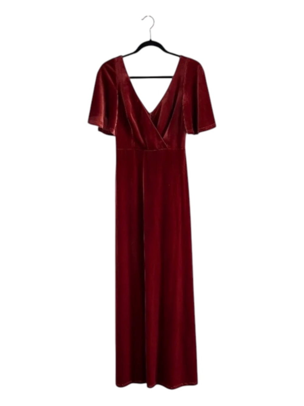 Ever Pretty V-Neck Velvet Full Length Dress Size Medium Rust